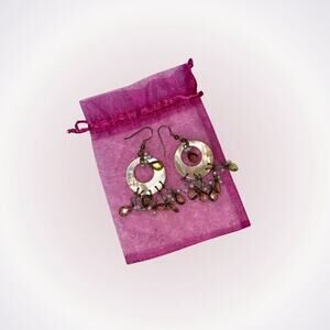 Abstract Circle and Beaded Drop Earrings | Sz OS